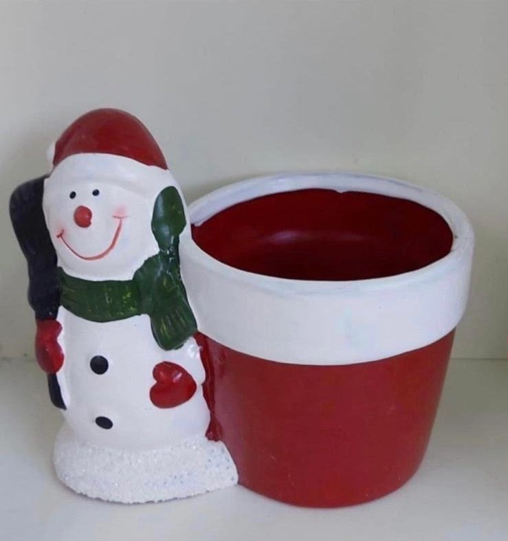 Ghiveci ceramica Om de Zăpadă decorativ de Crăciun